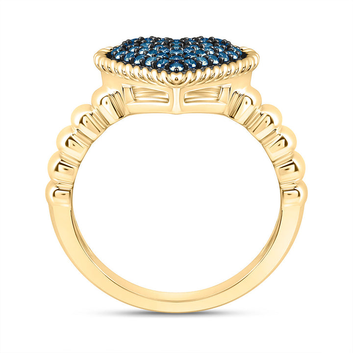 1/4CTW-NAT DIA FASHION BLUE DIA HEART RING Daisy Joyeria
