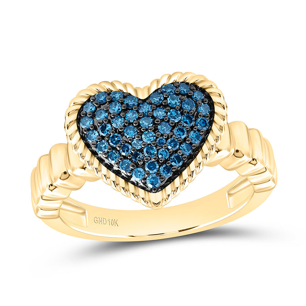1/4CTW-NAT DIA FASHION BLUE DIA HEART RING Daisy Joyeria