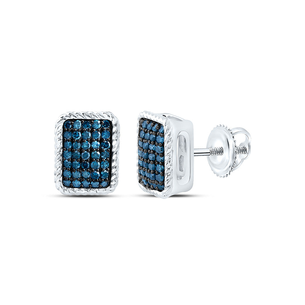 1/3CTW-NAT DIA FASHION BLUE DIAMOND EMERALD EARRING Daisy Joyeria