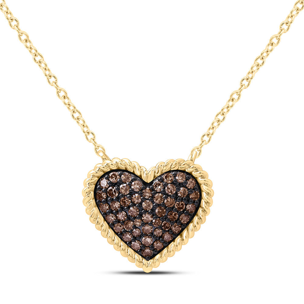 1/4CTW-NAT DIA FASHION COGNAC NATURAL HEART NECKLACE (18 INCH) Daisy Joyeria