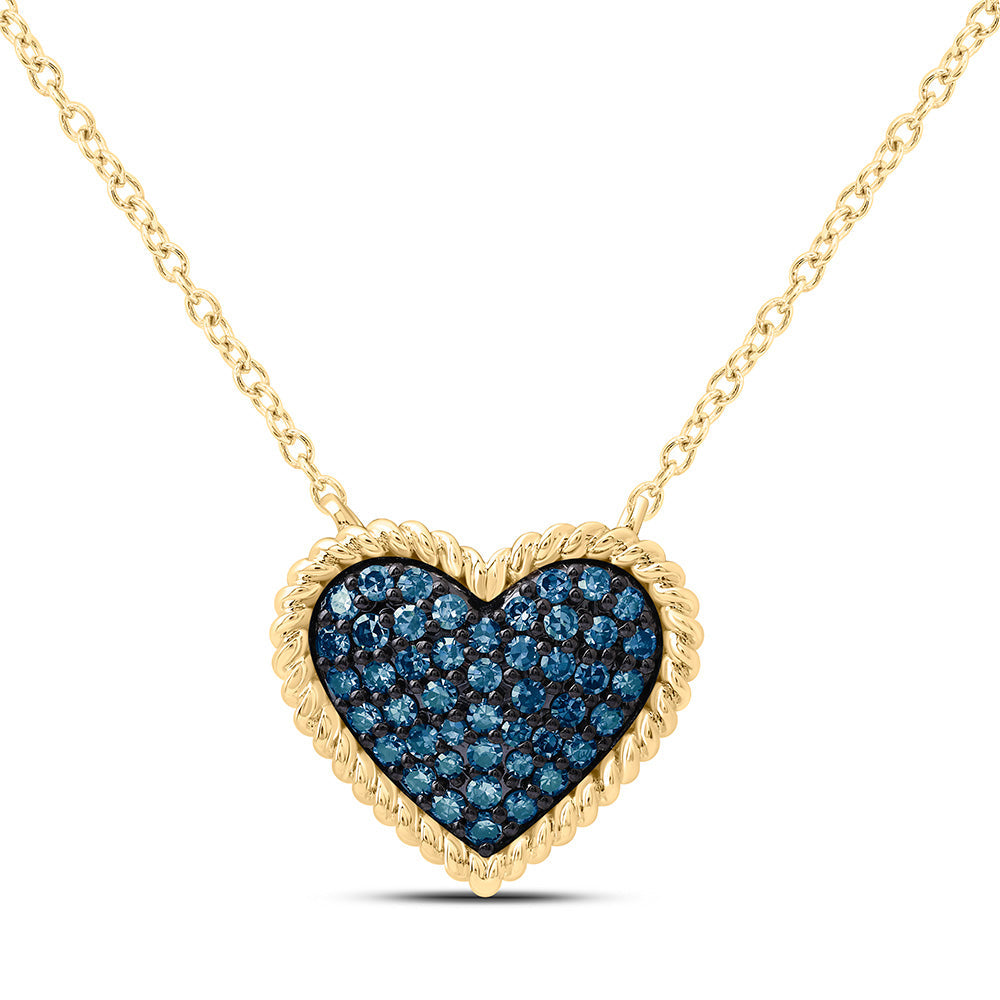 1/4CTW-NAT DIA FASHION BLUE DIAMOND HEART NECKLACE (18 INCH) Daisy Joyeria