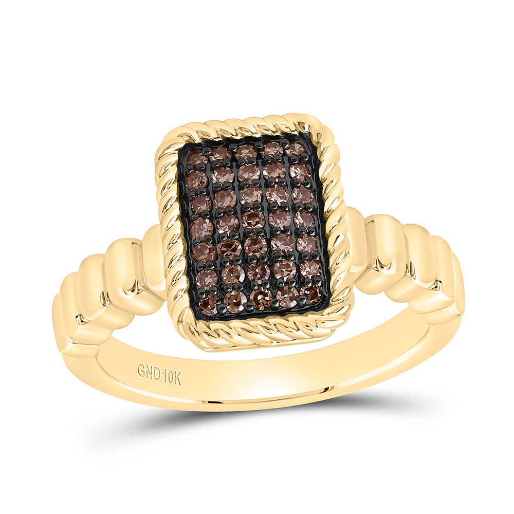 1/4CTW-NAT DIA FASHION COGNAC NATURAL EMERALD RING Daisy Joyeria