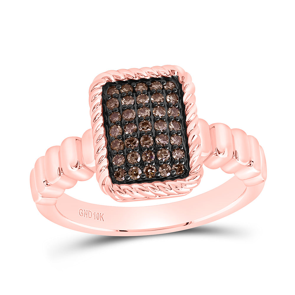 1/4CTW-NAT DIA FASHION COGNAC NATURAL EMERALD RING Daisy Joyeria