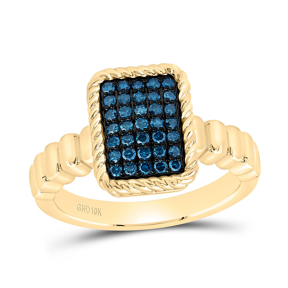 1/4CTW-NAT DIA FASHION BLUE DIA EMERALD RING Daisy Joyeria