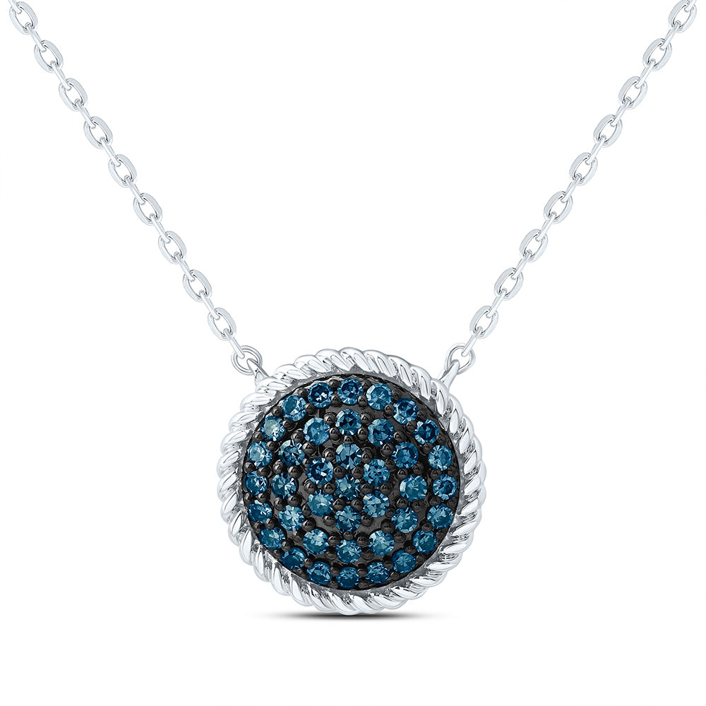1/4CTW-NAT DIA FASHION BLUE DIAMOND ROUND NECKLACE (18 INCH) Daisy Joyeria