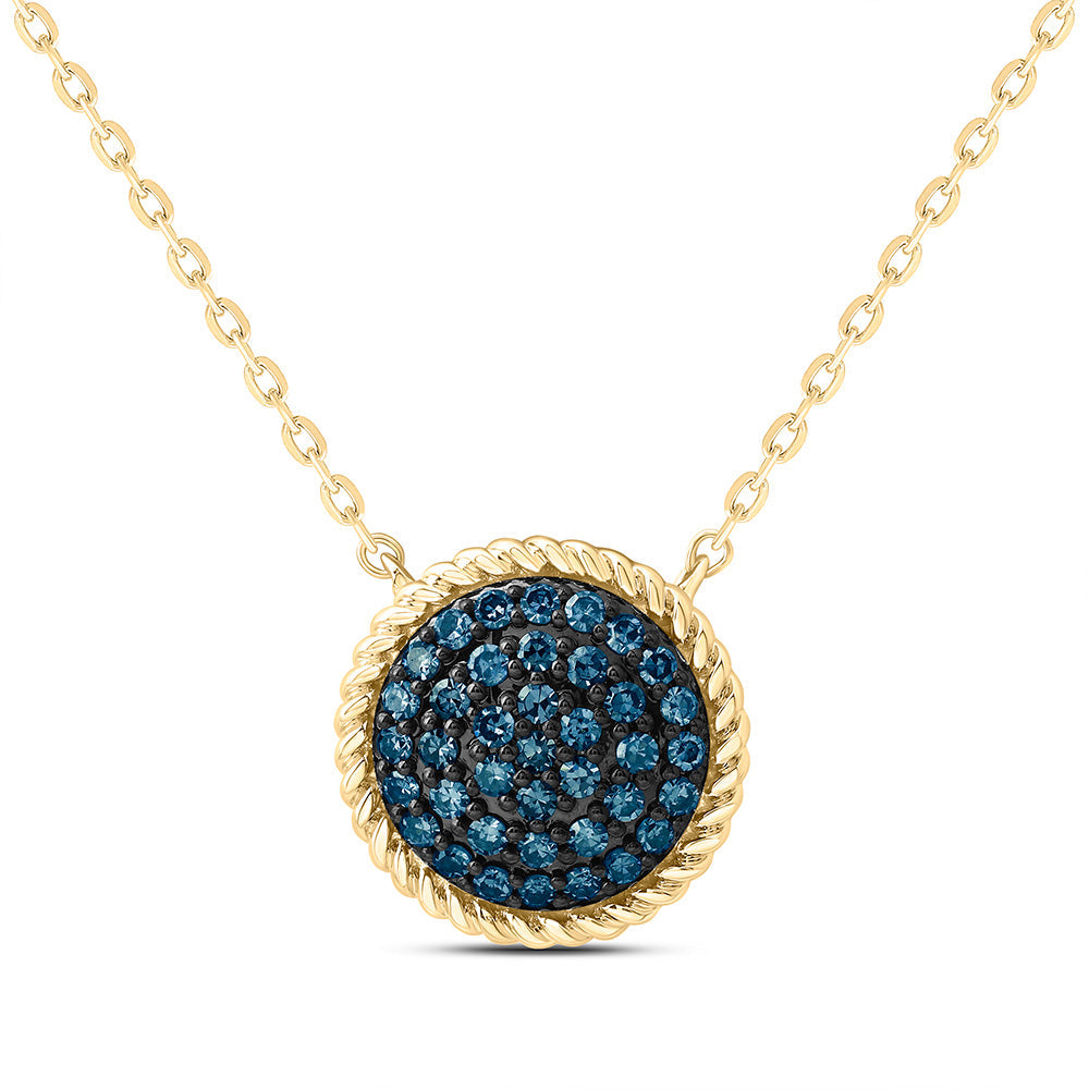 1/4CTW-NAT DIA FASHION BLUE DIAMOND ROUND NECKLACE (18 INCH) Daisy Joyeria