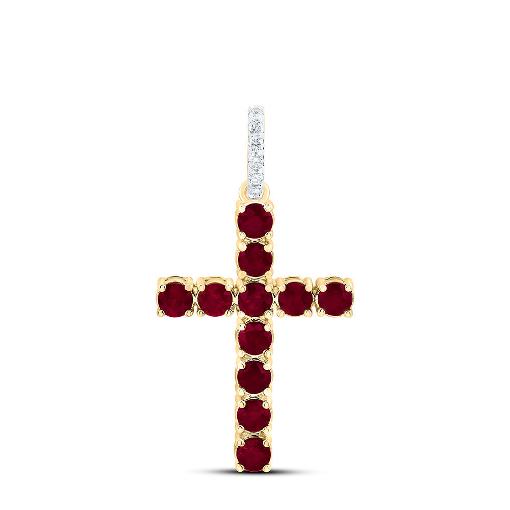 1/20CTW-NAT DIA ANA M 7/8CT-RD-RU NAT GEM CROSS PENDANT Daisy Joyeria