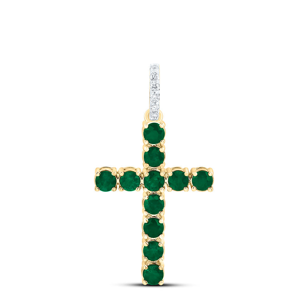 1/20CTW-NAT DIA ANA M 3/4CT-RD-EM NAT GEM CROSS PENDANT Daisy Joyeria
