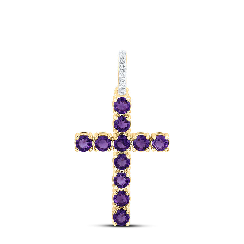 1/20CTW-NAT DIA ANA M 5/8CT-RD-AMETHYST CROSS PENDANT Daisy Joyeria