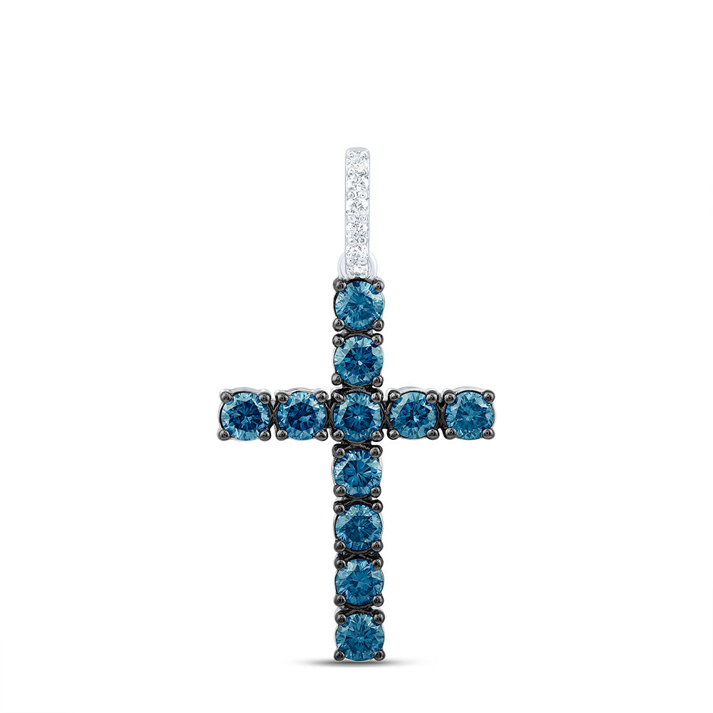 1/20CTW-NAT DIA ANA M 3/4CT-BLUE NATURAL DIAMOND CROSS PENDANT Daisy Joyeria