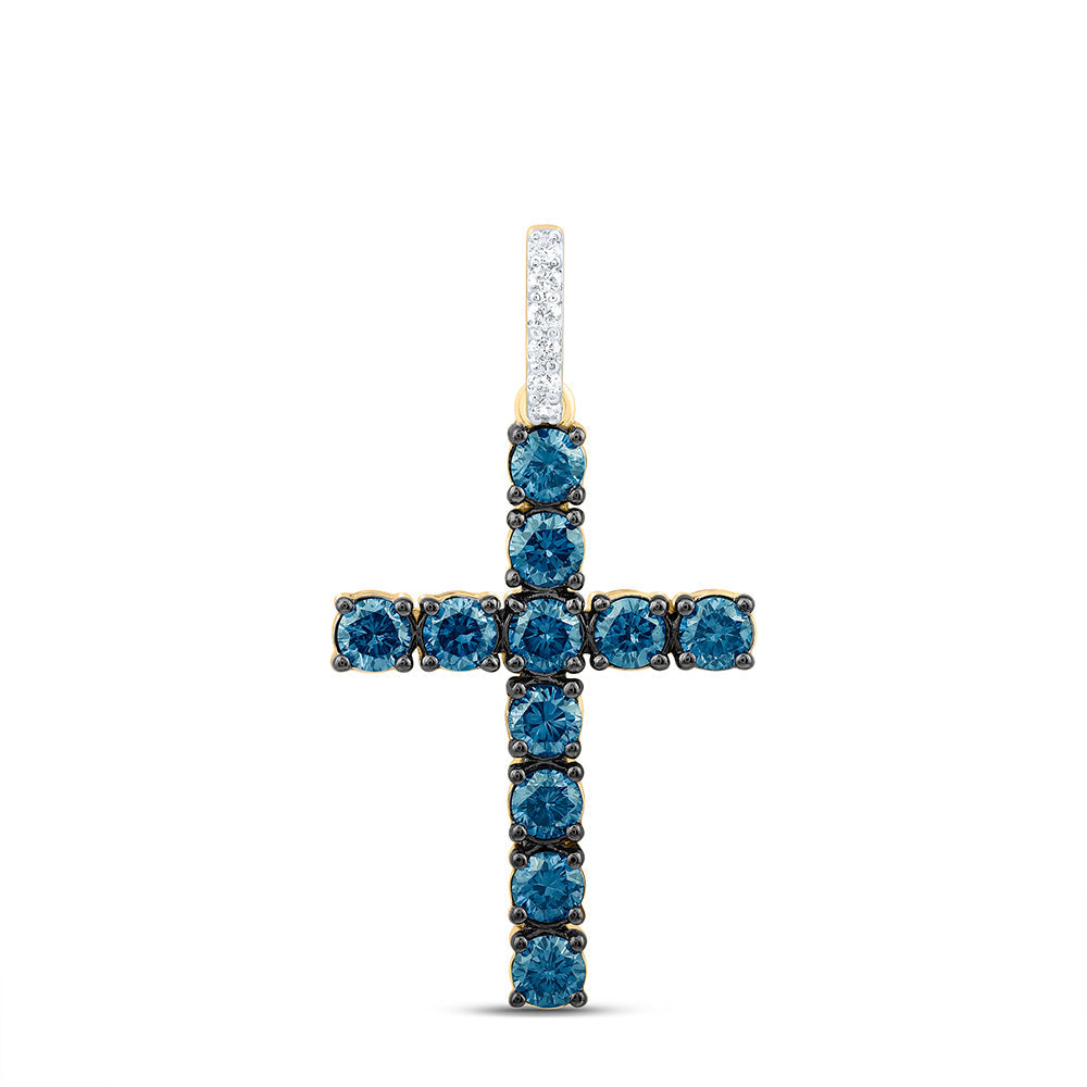 1/20CTW-NAT DIA ANA M 3/4CT-BLUE NATURAL DIAMOND CROSS PENDANT Daisy Joyeria