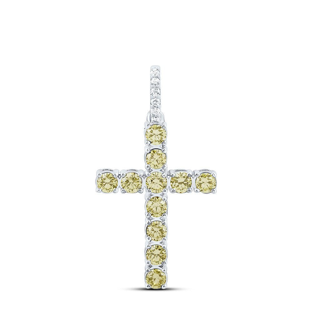 1/20CTW-NAT DIA ANA M 3/4CT-YELLOW NATURAL DIAMOND CROSS PENDANT Daisy Joyeria