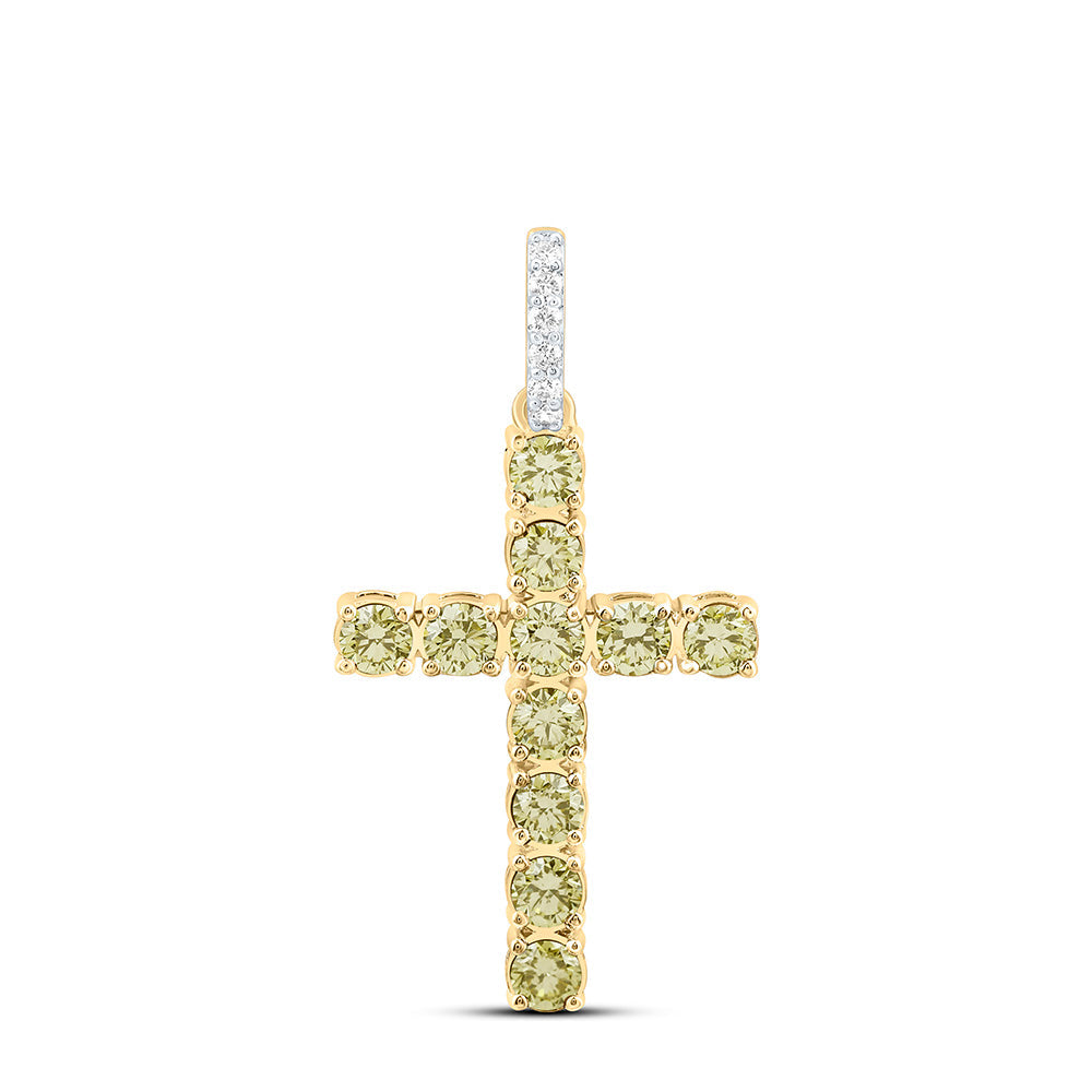 1/20CTW-NAT DIA ANA M 3/4CT-YELLOW NATURAL DIAMOND CROSS PENDANT Daisy Joyeria