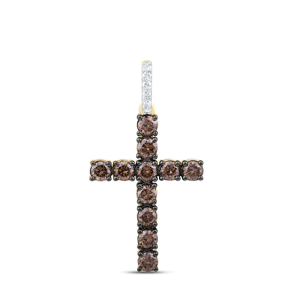 1/20CTW-NAT DIA ANA M 3/4CT-BROWN NATURAL DIAMOND CROSS PENDANT Daisy Joyeria