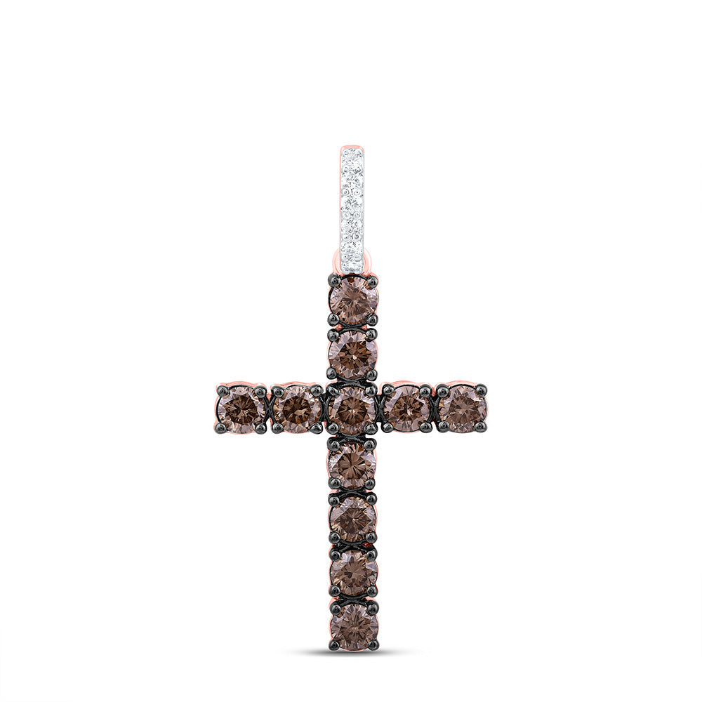 1/20CTW-NAT DIA ANA M 3/4CT-BROWN NATURAL DIAMOND CROSS PENDANT Daisy Joyeria