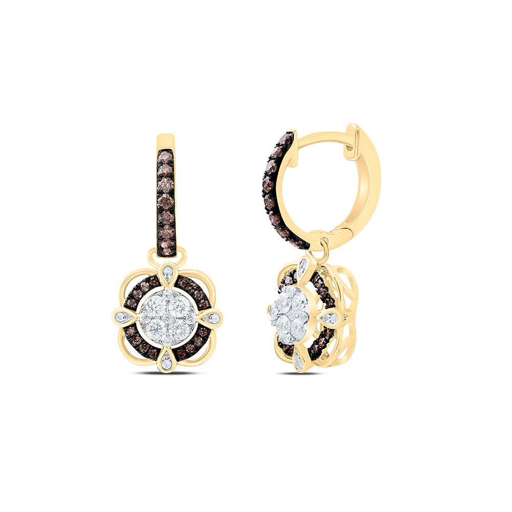 5/8CTW-NAT DIA CN FASHION COGNAC NATURAL ROUND DANGLING EARRING Daisy Joyeria