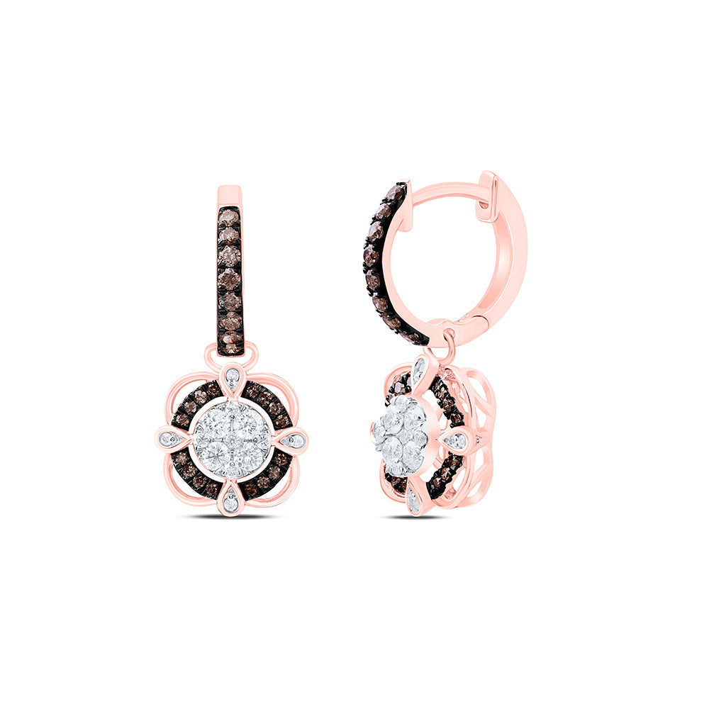 5/8CTW-NAT DIA CN FASHION COGNAC NATURAL ROUND DANGLING EARRING Daisy Joyeria
