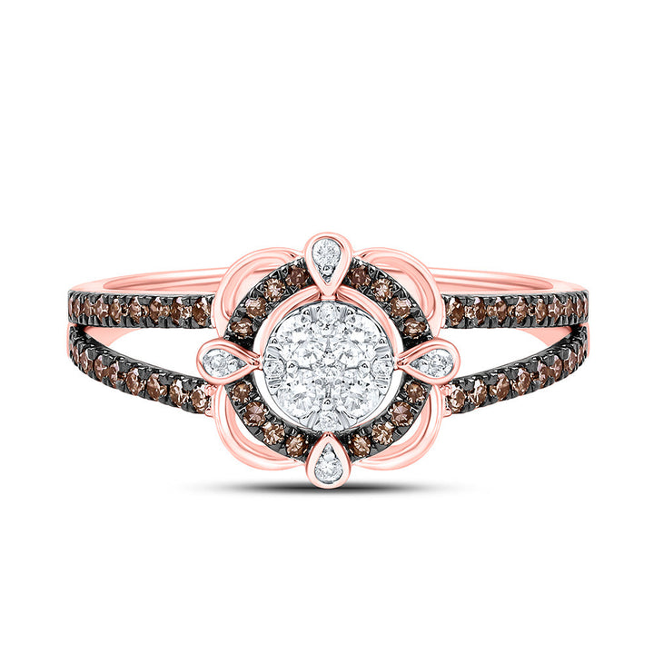1/2CTW-NAT DIA CN FASHION COGNAC NATURAL ROUND RING Daisy Joyeria