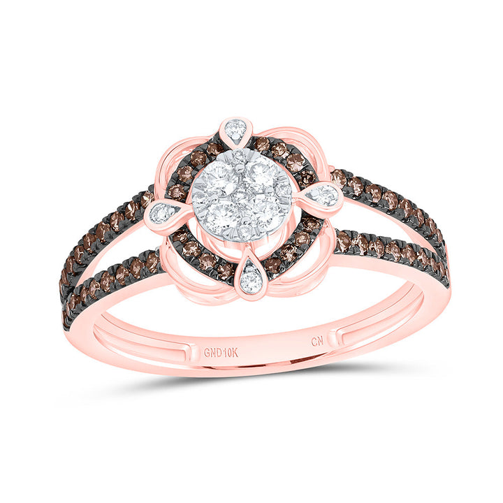1/2CTW-NAT DIA CN FASHION COGNAC NATURAL ROUND RING Daisy Joyeria