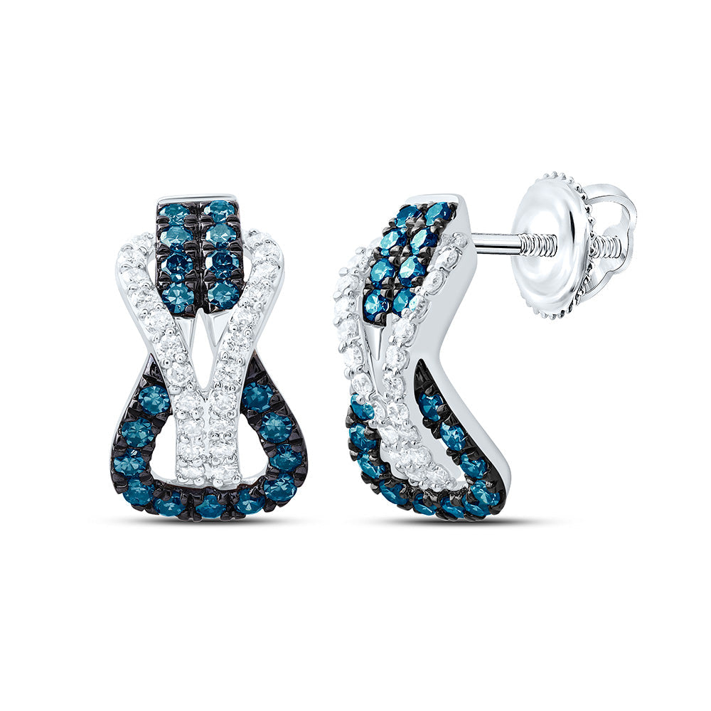 1/3CTW-NAT DIA CN NATURAL BLUE DIAMOND HERACLE KNOT EARRING Daisy Joyeria