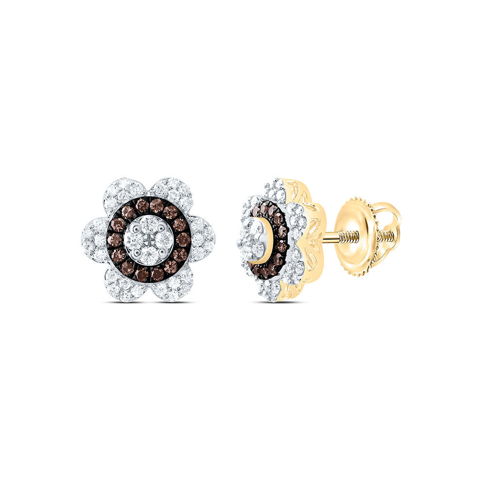 3/8CTW-NAT DIA CN FASHION COGNAC NATURAL FLOWER EARRING Daisy Joyeria