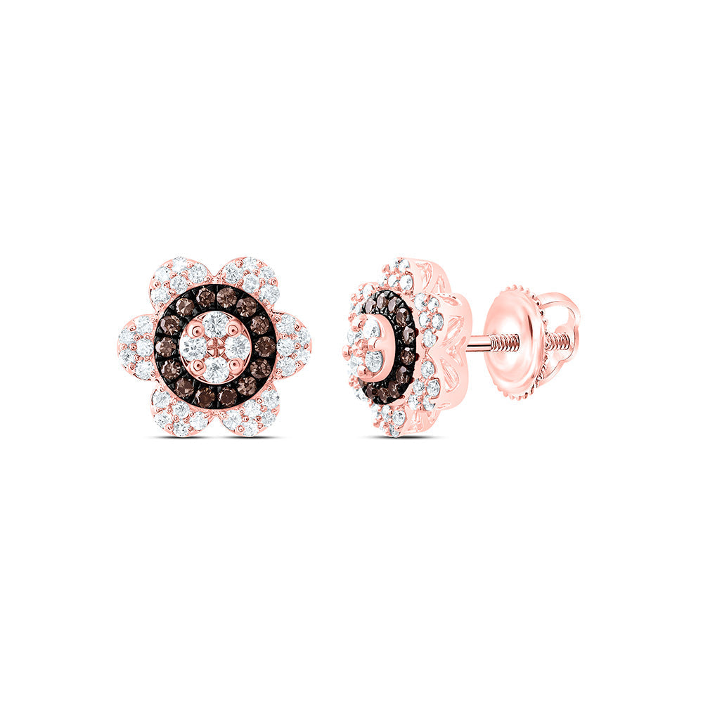 3/8CTW-NAT DIA CN FASHION COGNAC NATURAL FLOWER EARRING Daisy Joyeria
