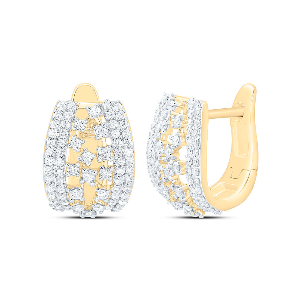 3/8CTW-NAT DIA CN FASHION HOOP EARRING Daisy Joyeria
