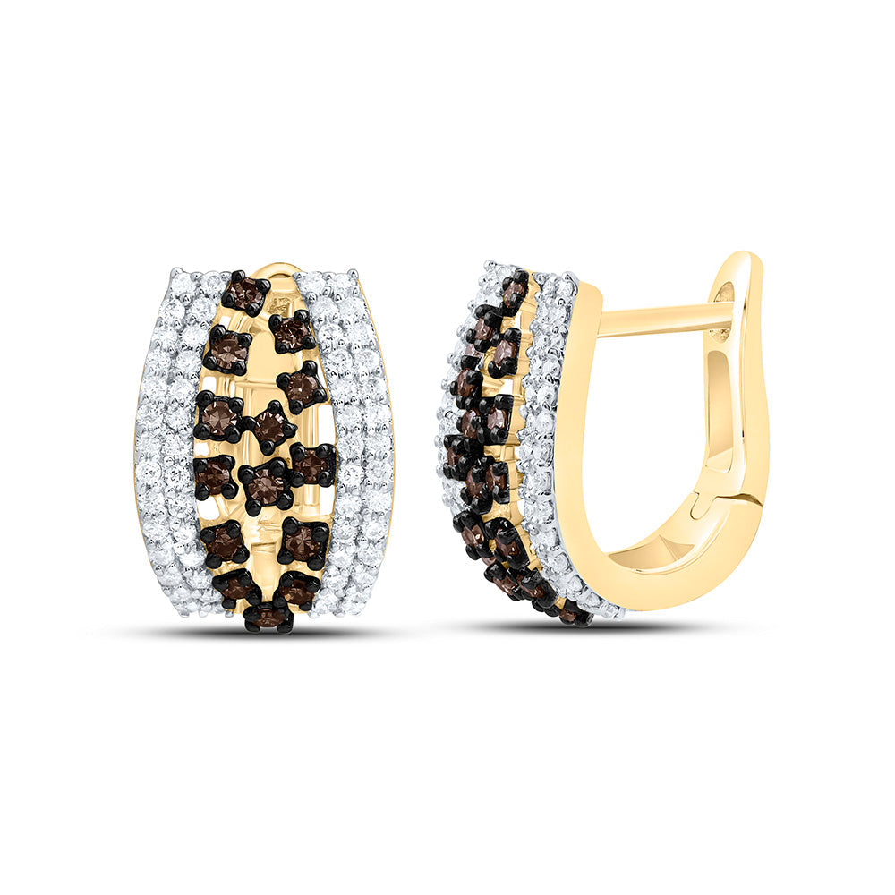 1/2CTW-NAT DIA CN  COGNAC NATURAL HOOP EARRING Daisy Joyeria