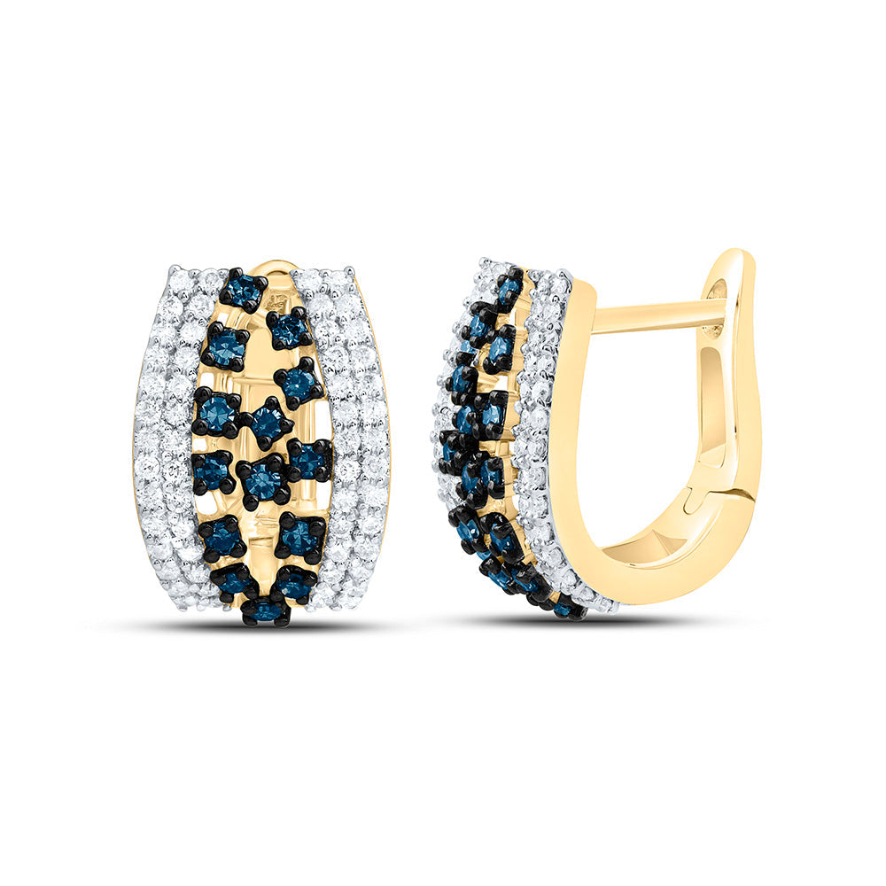 1/2CTW-NAT DIA CN BLUE DIAMOND HOOP EARRING Daisy Joyeria