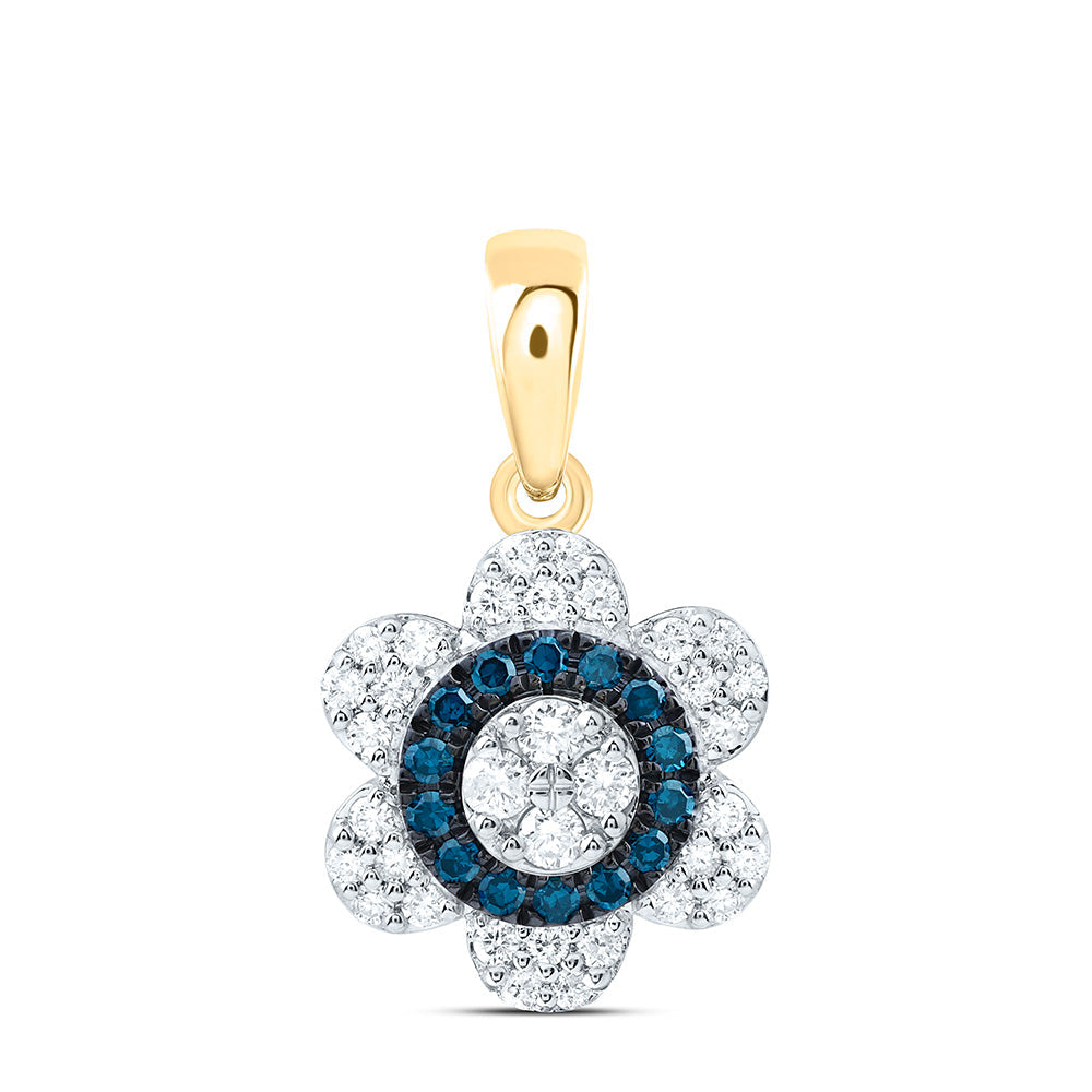1/3CTW-NAT DIA CN BLUE DIAMOND FLOWER PENDANT Daisy Joyeria