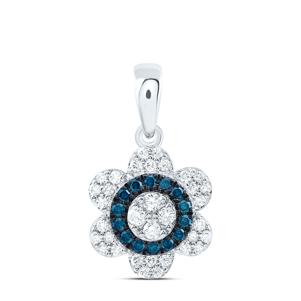 1/3CTW-NAT DIA CN BLUE DIAMOND FLOWER PENDANT Daisy Joyeria