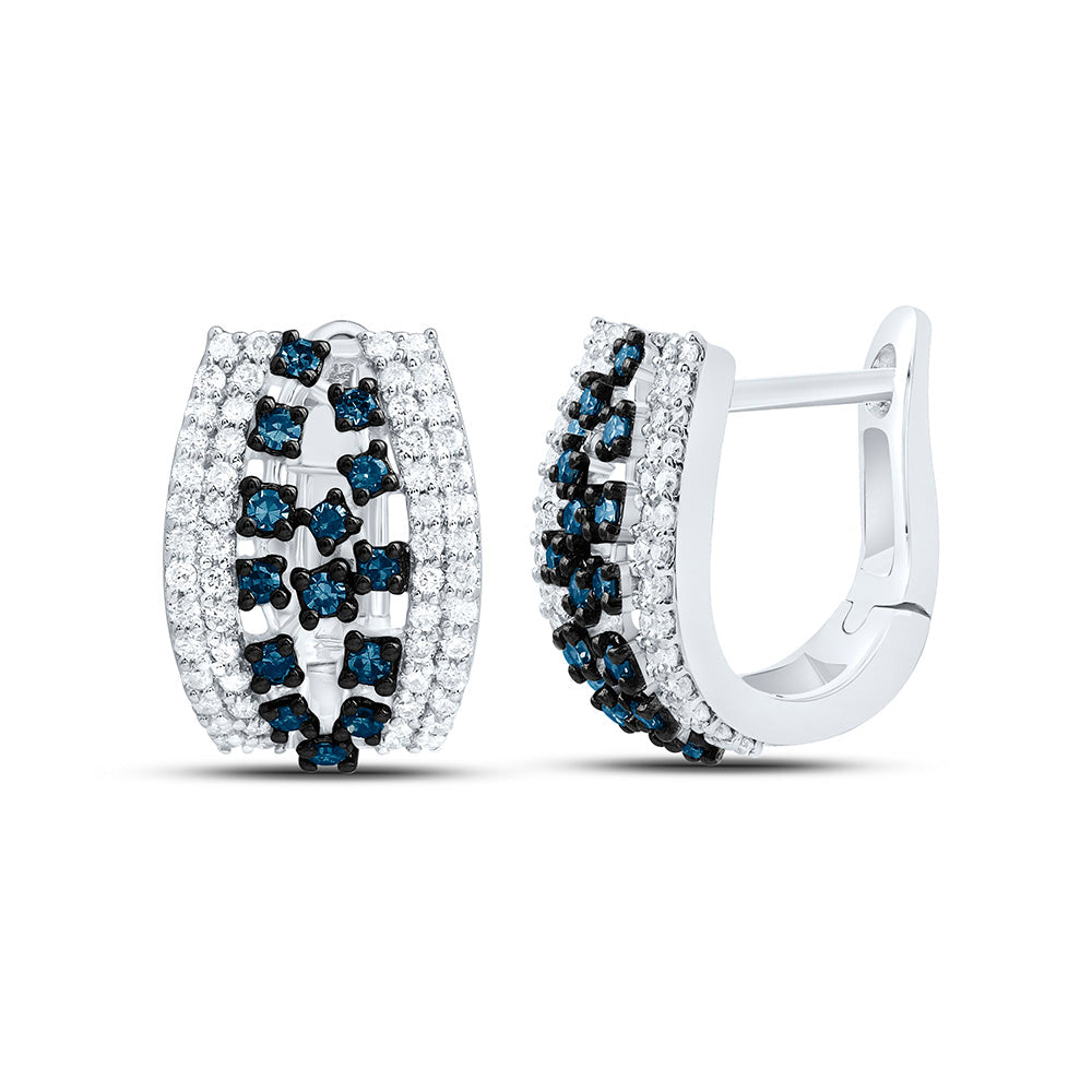 1/2CTW-NAT DIA CN BLUE DIAMOND HOOP EARRING Daisy Joyeria
