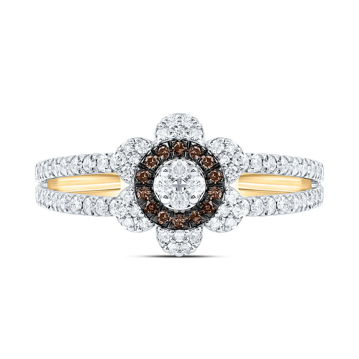 3/8CTW-NAT DIA CN FASHION COGNAC NATURAL FLOWER RING Daisy Joyeria