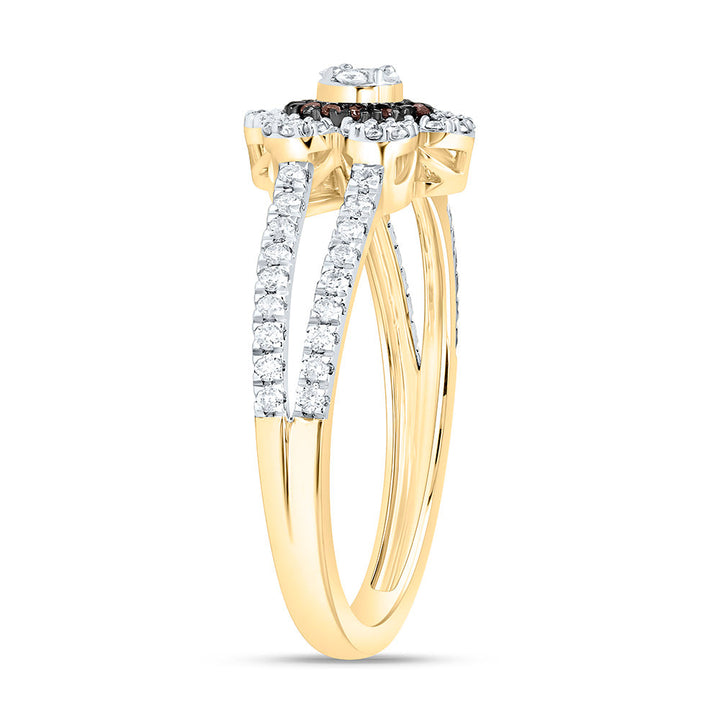 3/8CTW-NAT DIA CN FASHION COGNAC NATURAL FLOWER RING Daisy Joyeria