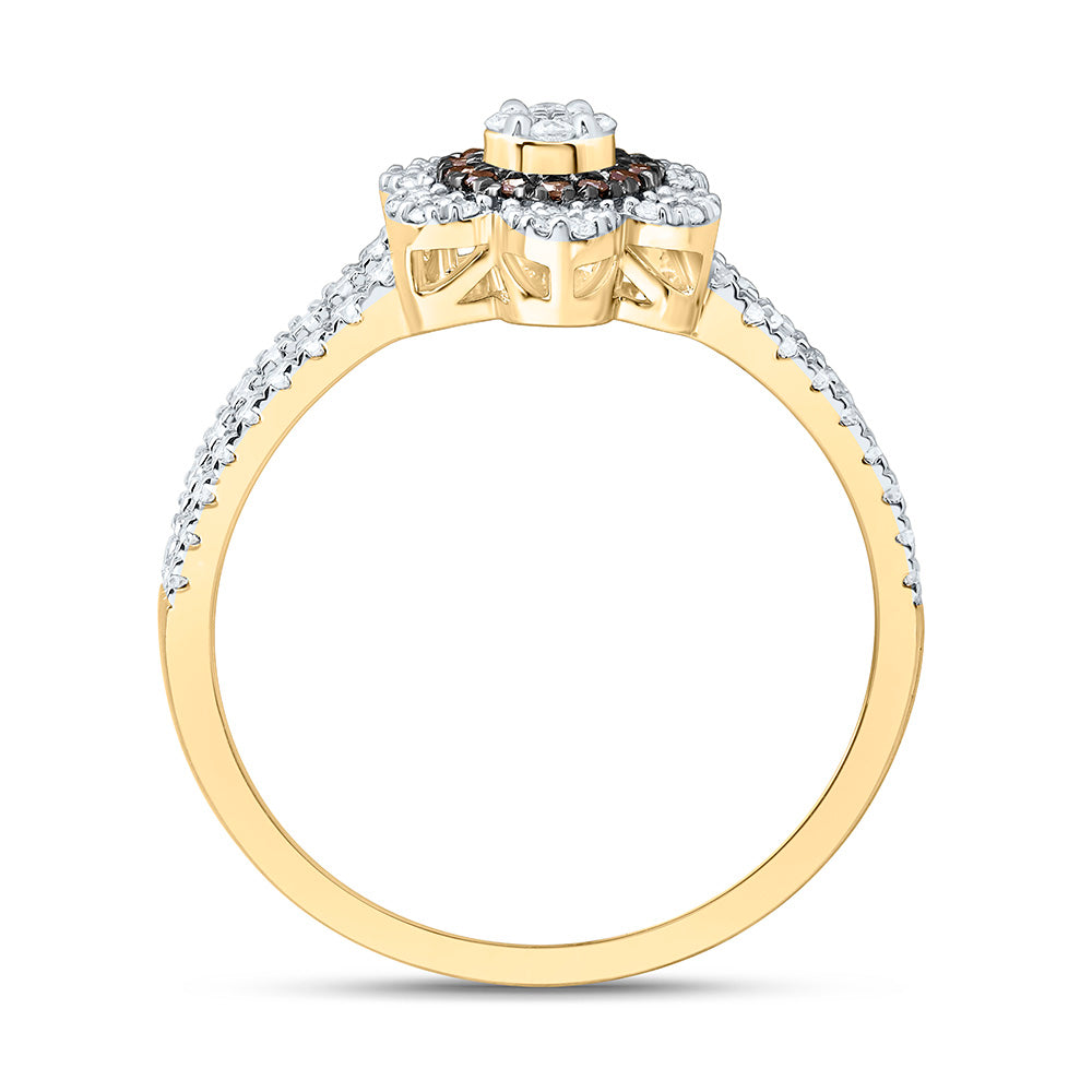 3/8CTW-NAT DIA CN FASHION COGNAC NATURAL FLOWER RING Daisy Joyeria