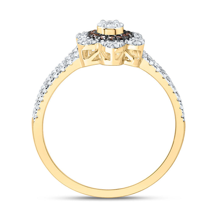 3/8CTW-NAT DIA CN FASHION COGNAC NATURAL FLOWER RING Daisy Joyeria