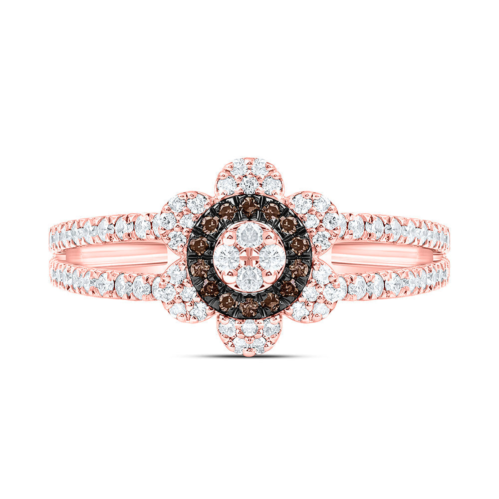 3/8CTW-NAT DIA CN FASHION COGNAC NATURAL FLOWER RING Daisy Joyeria