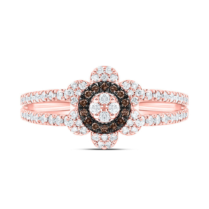 3/8CTW-NAT DIA CN FASHION COGNAC NATURAL FLOWER RING Daisy Joyeria
