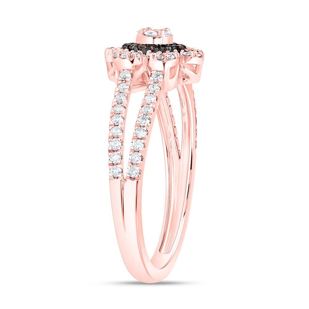 3/8CTW-NAT DIA CN FASHION COGNAC NATURAL FLOWER RING Daisy Joyeria
