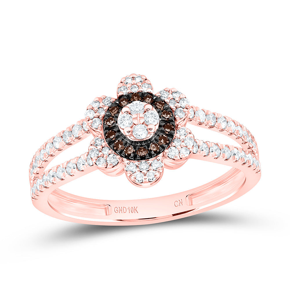 3/8CTW-NAT DIA CN FASHION COGNAC NATURAL FLOWER RING Daisy Joyeria