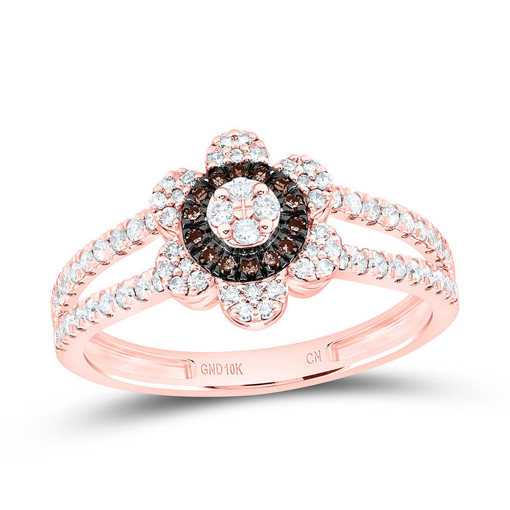 3/8CTW-NAT DIA CN FASHION COGNAC NATURAL FLOWER RING Daisy Joyeria