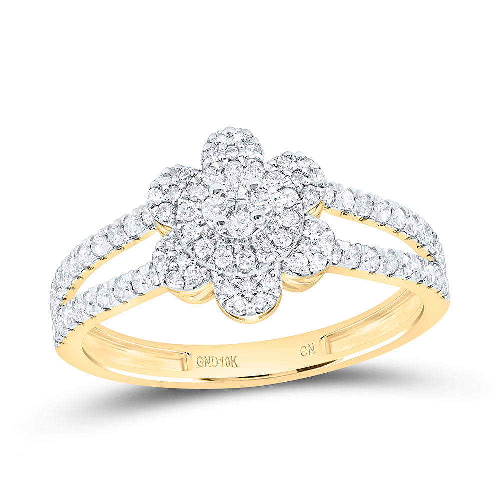 3/8CTW-NAT DIA CN  FLOWER RING Daisy Joyeria