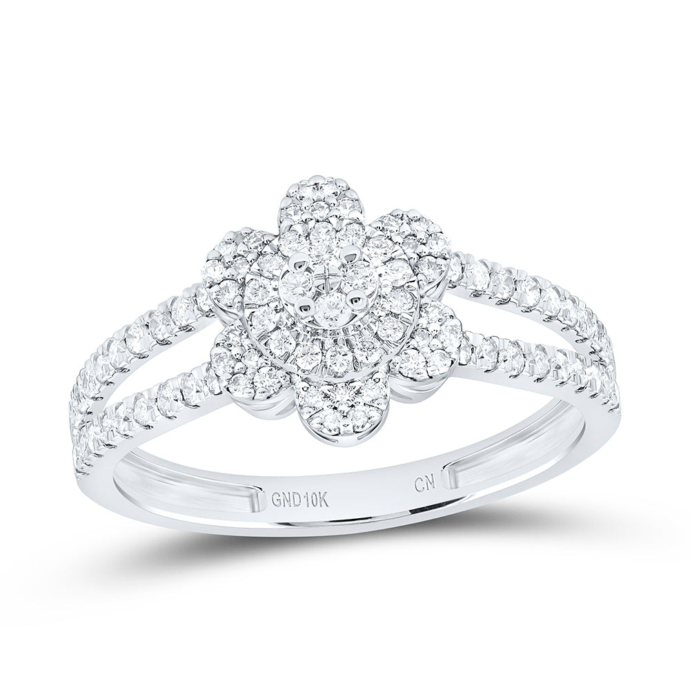 3/8CTW-NAT DIA CN  FLOWER RING Daisy Joyeria