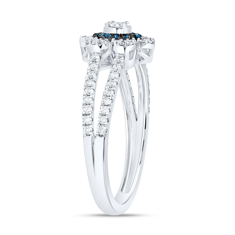 3/8CTW-NAT DIA CN BLUE NATURAL DIAMOND FLOWER RING Daisy Joyeria
