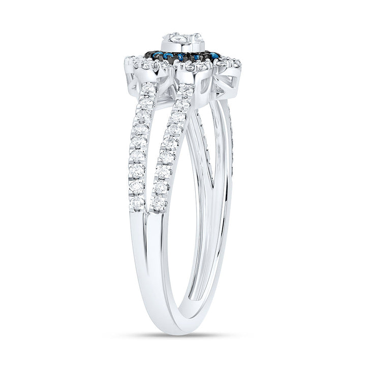 3/8CTW-NAT DIA CN BLUE NATURAL DIAMOND FLOWER RING Daisy Joyeria