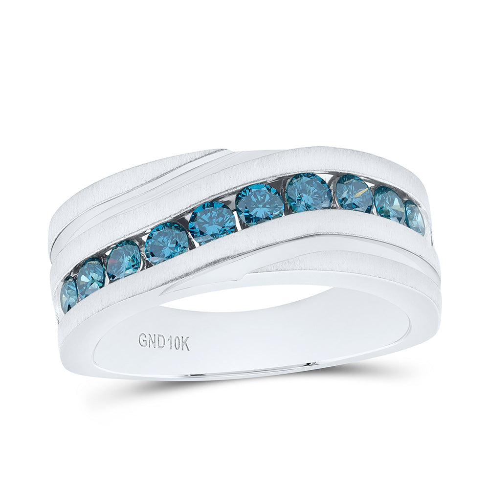 1CTW-NAT DIA BLUE DIAMOND MENS MACHINE SET BAND Daisy Joyeria