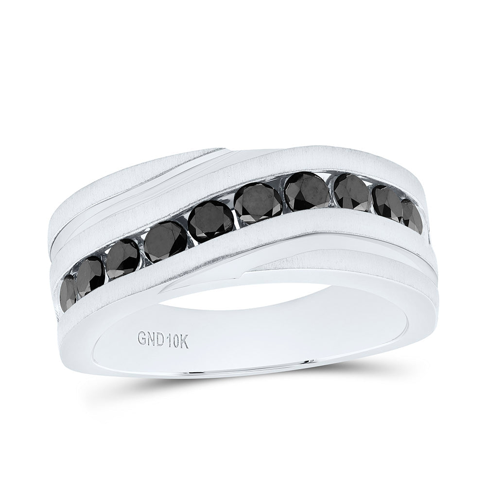 1 1/3CTW-NAT DIA BLACK DIAMOND MENS MACHINE SET BAND Daisy Joyeria