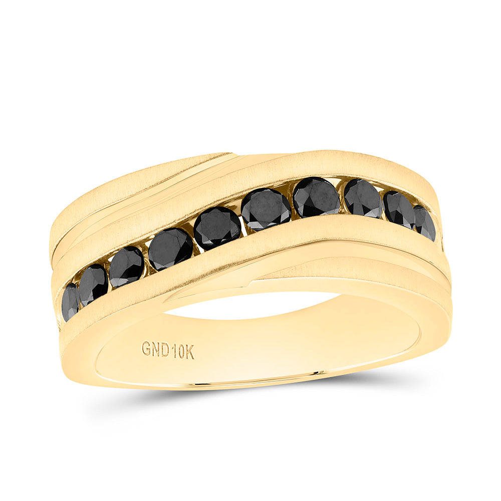 1 1/3CTW-NAT DIA BLACK DIAMOND MENS MACHINE SET BAND Daisy Joyeria