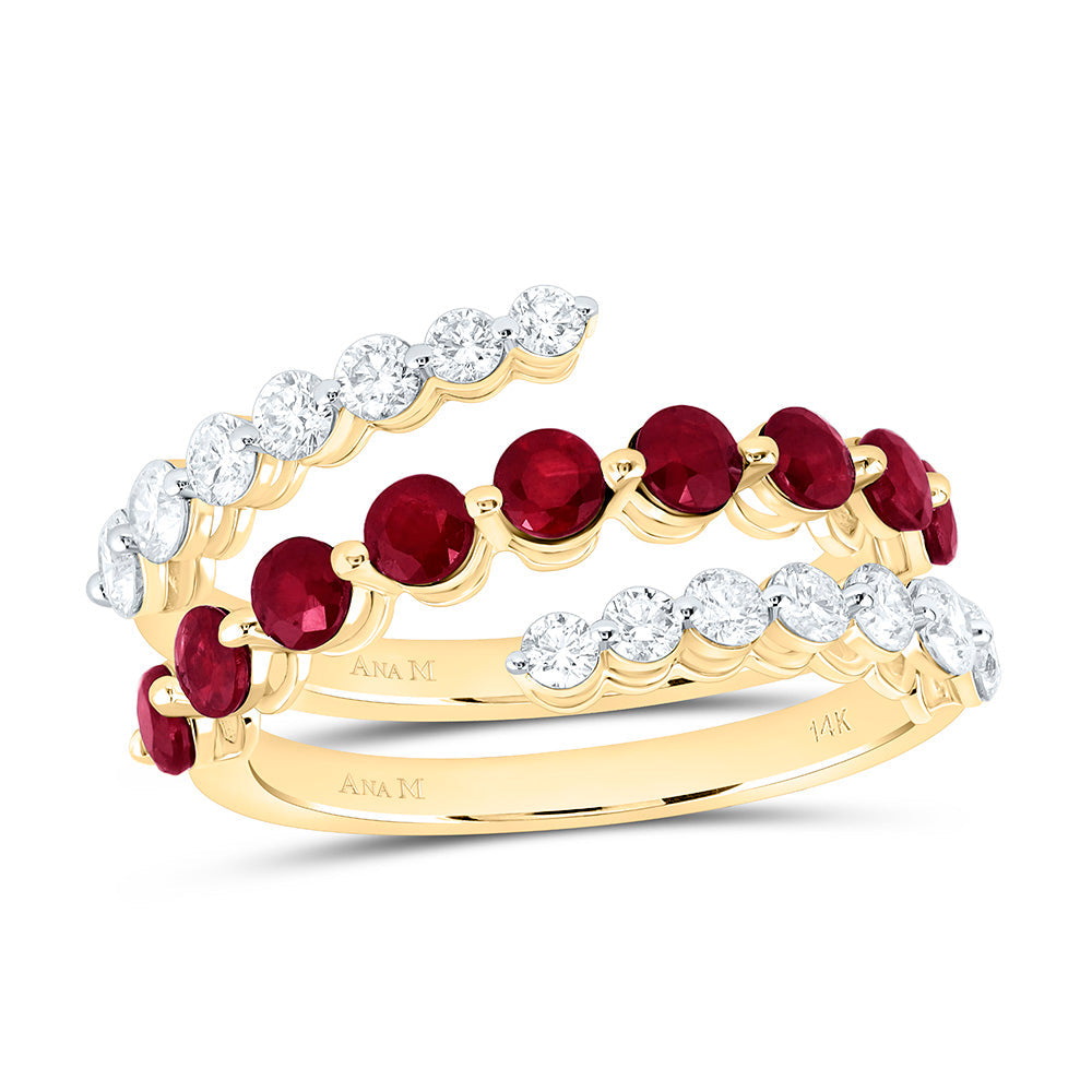 7/8CTW-DIA ANA M 1CT-RD-RU NAT GEM RING Daisy Joyeria
