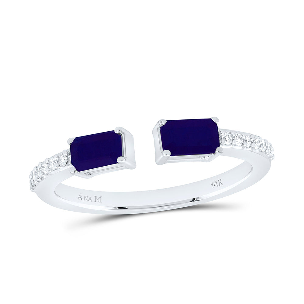 1/10CTW-NAT DIA ANA M 5X3MM-EM-BLUE SAPP NATURAL GEM FASHION RING Daisy Joyeria